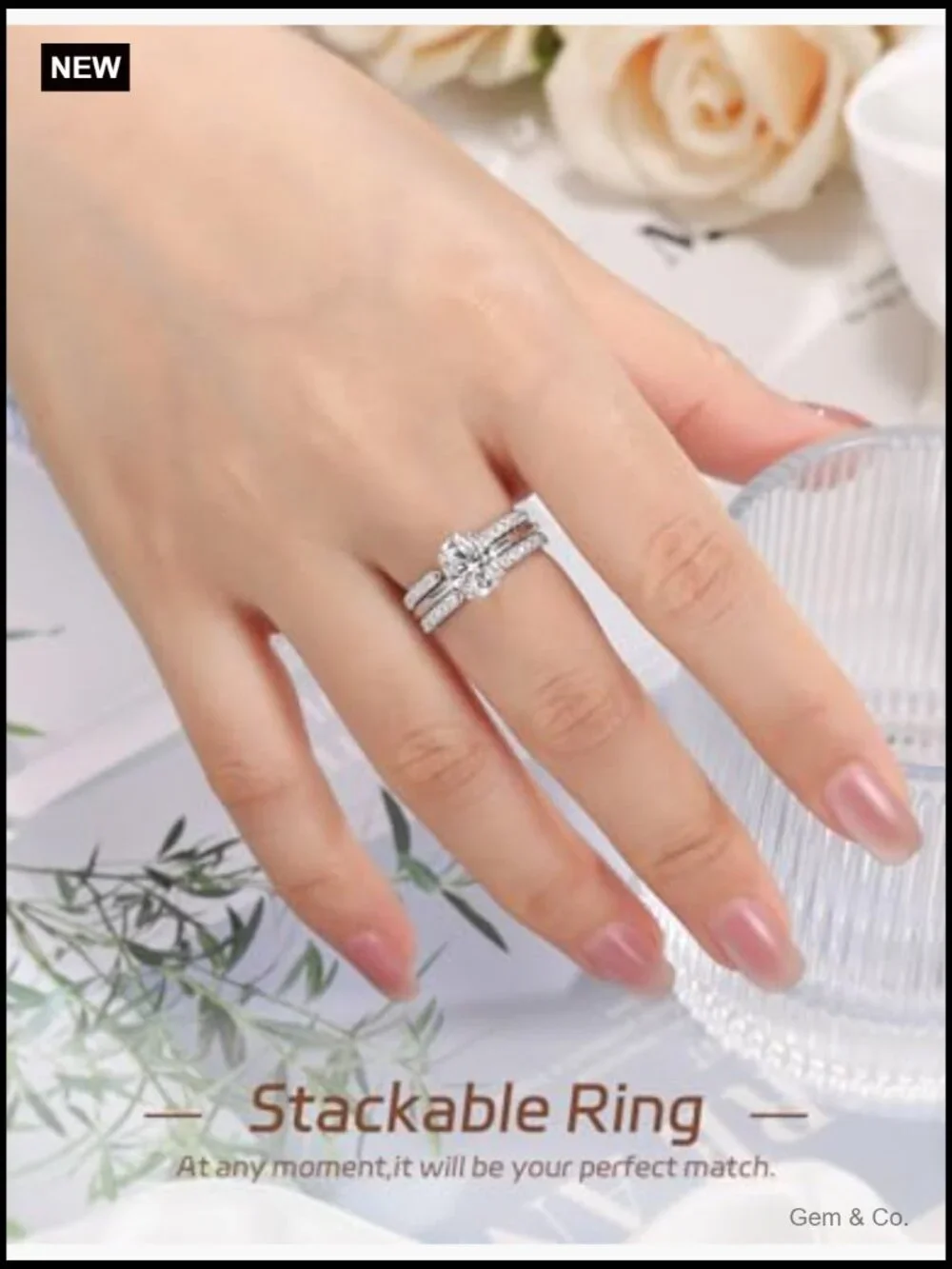0.2ct VVS1 Moissanite Open Gap Ring Adjustable Half Eternity Wedding Band